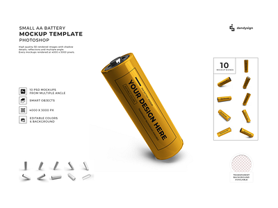 Small AA Battery 3D Mockup Set Bundle