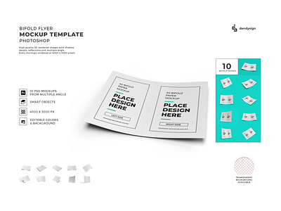 Bifold Flyer 3D Mockup Template Bundle