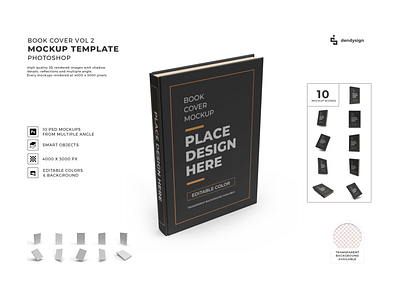 Book Cover 3D Mockup Template Bundle Set