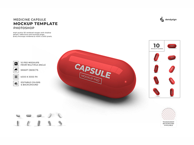 Medicine Capsule Pill 3D Mockup Bundle 3d antibiotic capsules closeup drug drugs health healthcare medical medicament medication medicine mockup narcotic pharmacy pill realistic tablet template vitamin