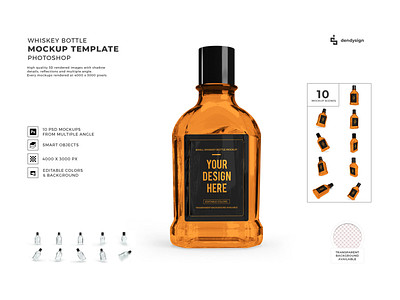 Whiskey Alcohol Bottle 3D Mockup Bundle 3d alcohol beverage bottle brandy cognac drink gin glass illustration isolated liquor mock up mockup packaging rum scotch vodka whiskey whisky