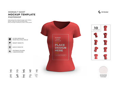 Woman Tshirt 3D Mockup Template Bundle