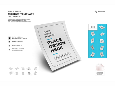 Flyer Paper 3D Mockup Template Bundle