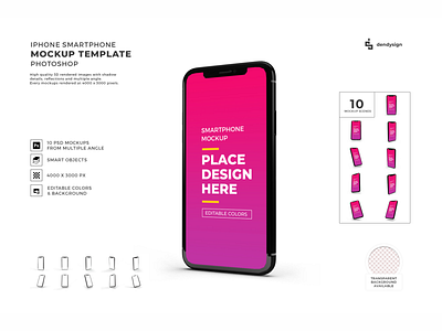 IPhone Smartphone 3D Mockup Bundle app cellphone design device display electronic gadget iphone isolated mobile mockup phone screen smart smartphone technology telephone template touchscreen ui