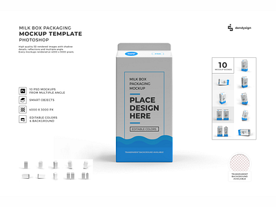 Milk Box Packaging 3D Mockup Bundle beverage blank box carton container design drink food isolated juice milk mockup object pack package packaging paper product template white