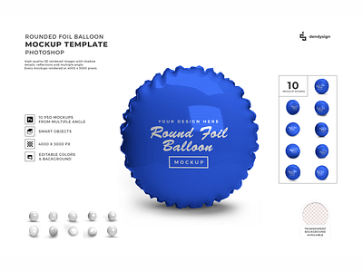 Rounded Foil Balloon 3D Mockup Bundle 3d advertising anniversary background balloon birthday celebration decoration display event festive gift helium illustration isolated mock up mockup party round template