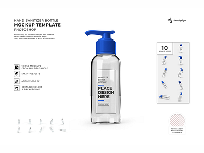 Hand Sanitizer Bottle 3D Mockup Bundle