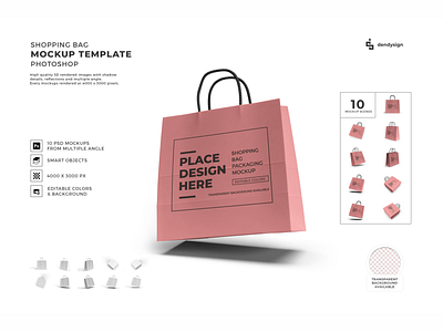 Shopping Bag 3D Mockup Template Bundle