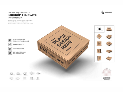 Small Square Box Packaging Mockup Bundle