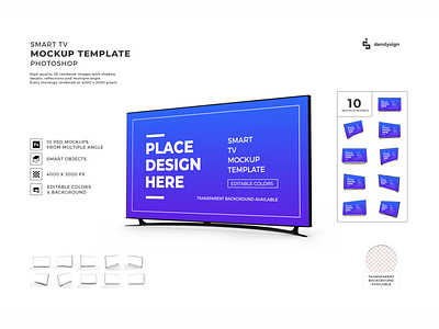 Smart TV Screen Mockup Template Bundle