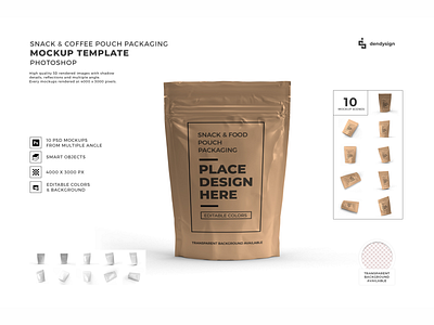 Snack Pouch Packaging 3D Mockup Bundle