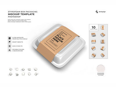 Styrofoam Food Box 3D Mockup Bundle