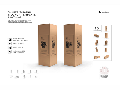 Tall Box Packaging 3D Mockup Bundle