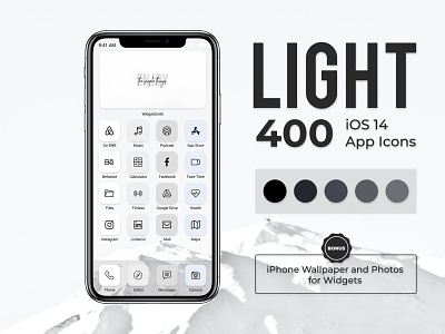 Light IOS 14 App Icon Set Bundle 14 abstract app application background button day design icon ios ios 14 iphone 12 iphone 12 pro logo silver symbol technology template vector web