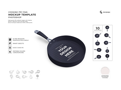Cooking Fry Pan Mockup Template Bundle black cook cooking cookware culinary dishware equipment food iron isolated kitchen kitchenware metal mockup object pan restaurant stainless steel utensil