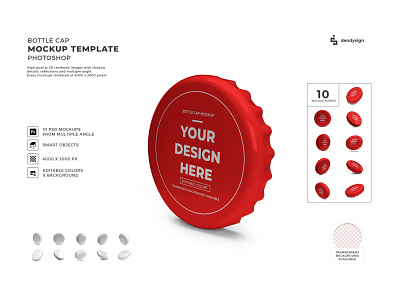 Bottle Cap 3D Mockup Template Bundle