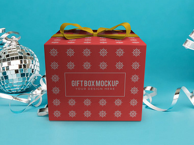 Christmas Gift Box Free Mockup Template Vol 2