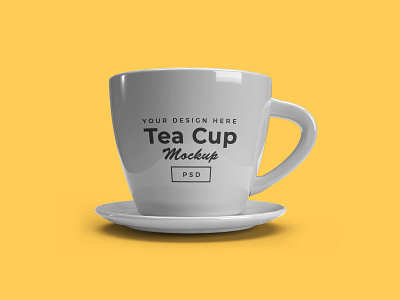 Tea Cup on Plate Free Mockup Template mock up