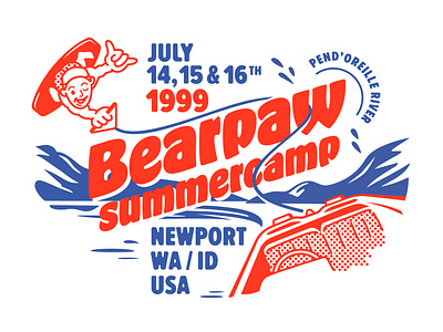 Bearpaw ‘99 idaho illustration retro screen print two tone wakeboarding washington