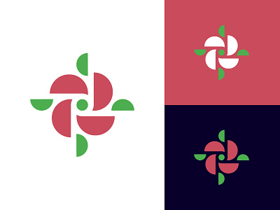 Rose icon logo mark rose symbol symmetric