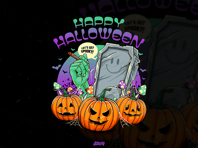 Happy Halloween graphic design halloween illustration logo pumpkin scary spooky tshirt design vector zombie