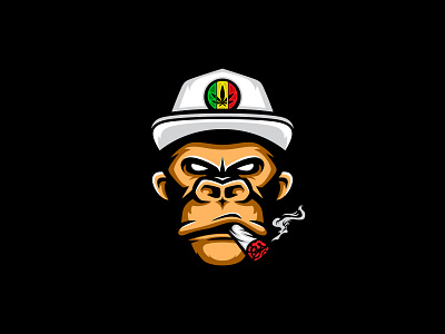 Smoke Monkey Rasta Logo branding cannabis cbd design ganja logo monkey natural rasta smoke vector weed