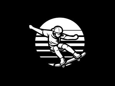 Skater Logo black white boy branding design digital elegant illustration people retro skate skateboard skating surf vector vintage