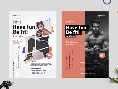 Fitness Online Gym Flyer Template - covid19 cardio covid covid 19 fitness fitness flyer flyer flyer design flyer template health psd stayhome staysafe yoga