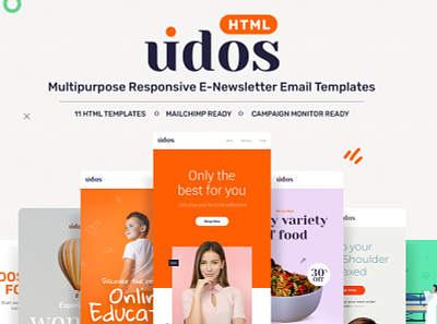 Udos - Multipurpose Responsive E-Newsletter Email Templates agency campaign monitor creative e newsletter education email marketing email template html mailchimp marketing medical mobile friendly modern newsletter psd responsive retail travel ui ux