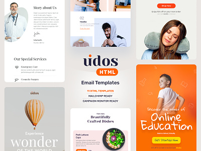 Udos - Multipurpose Responsive E-Newsletter Email advertising campaign creative email email marketing enewsletter food html marketing email template multipurpose responsive template travel ui ui ux