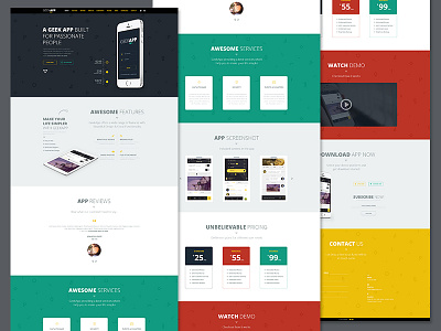 GeekApp - Creative App Landing Page app landing page app website bootstrap 3.2 html5 ipad app mobile app psd responsive website