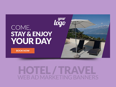 Hotel / Travel Web Ad Marketing Banners ad advertising clean google adwords hotel hotel booking orange professional purple travel website banner