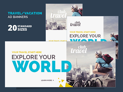 Travel / Vacation Ad Banners ad advertising banners holiday travel travel ad banner travel marketing travel sale vacation vacation ad banner web banner website banner