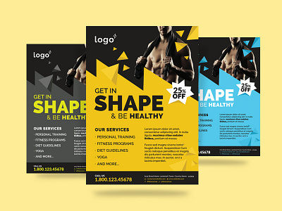 Fitness / Gym Flyer Template ads advertising ai body shape fitness club fitness flyer flyer health muscle print promotion psd yellow