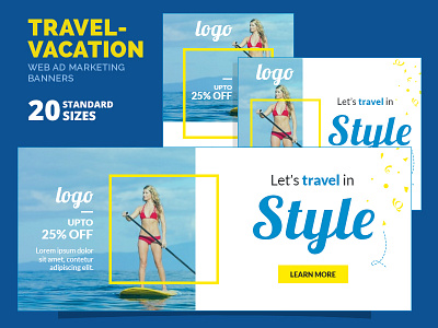 Travel - Vacation Web Ad Marketing Banners ads advertising banners discount enjoy google adwords holiday sale promotion travel marketing travel sale vacation web banners