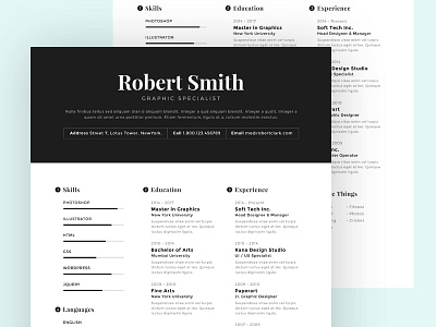 Resume biodata cv folio graphic design illustrator portoflio psd resume website work