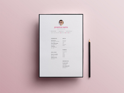 Resume / CV black white coverletter coverpage curriculum vitae cv pink portfolio resume