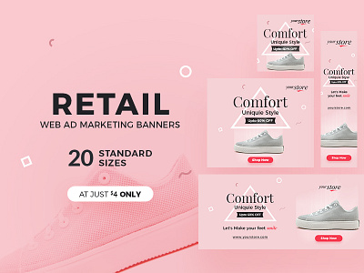 Retail Web Ad Marketing Banners ad ad banner advertisement clean discount fashion online shop retail sale shoe web banner website banner