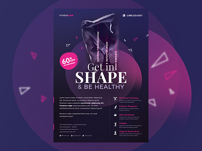 Fitness Flyer cardio training design flyer fitness flyer template free flyer graphic template gym personal trainer health nutrition weight loss zumba