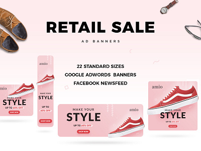 Retail Sale Web Ad Banners ad ad banner ad design advertising creative ecommerce google ad banner photoshop psd retail shoe shopping