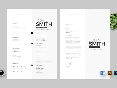 Resume ai clean resume creative curriculum vitae cv design minimal ms word psd resume resume cv skills