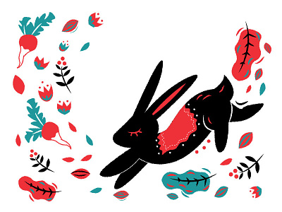 Year of the Rabbit animal bunny floral folk folk art leaves rabbit raddish spring year of the rabbit zodiac