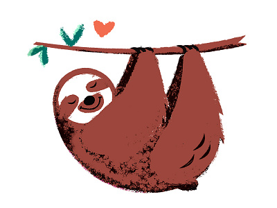 Sloth Love animal cute forest heart illustration jungle love sloth sloth love texture warm wilderness