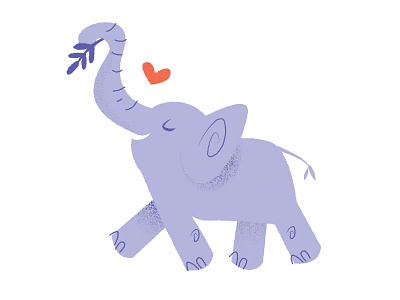 Elephant Love animal elephant elephant love folk heart jungle kids illustration lilac love purple elephant texture wildlife