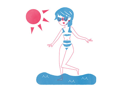 Summer Fun bathing suit beach cute fun overlay screen print shore summer swim texture vintage water