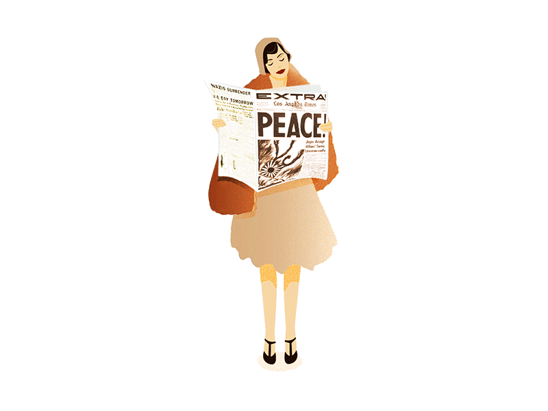 Peace 1940s animation character classic extra newspaper timeless war war has ended windy ww2