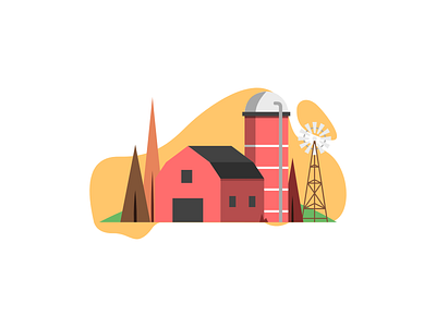 Farm art barn design farm graphic design illustration minimal silo tree vector windmill