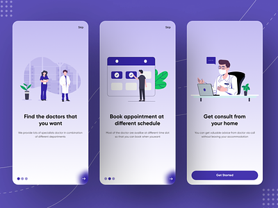Doctor Appointment App app appdesign appointment care covid design doctor doctorbook figma health homecare onboarding online splash telemedicine ui uidesign userinterface uxdesign vector