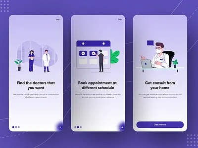 Doctor Appointment App app appdesign appointment care covid design doctor doctorbook figma health homecare onboarding online splash telemedicine ui uidesign userinterface uxdesign vector