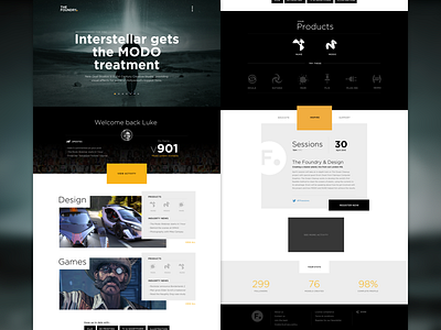 Foundry - Home dark games layout minimal ostmodern typography ui